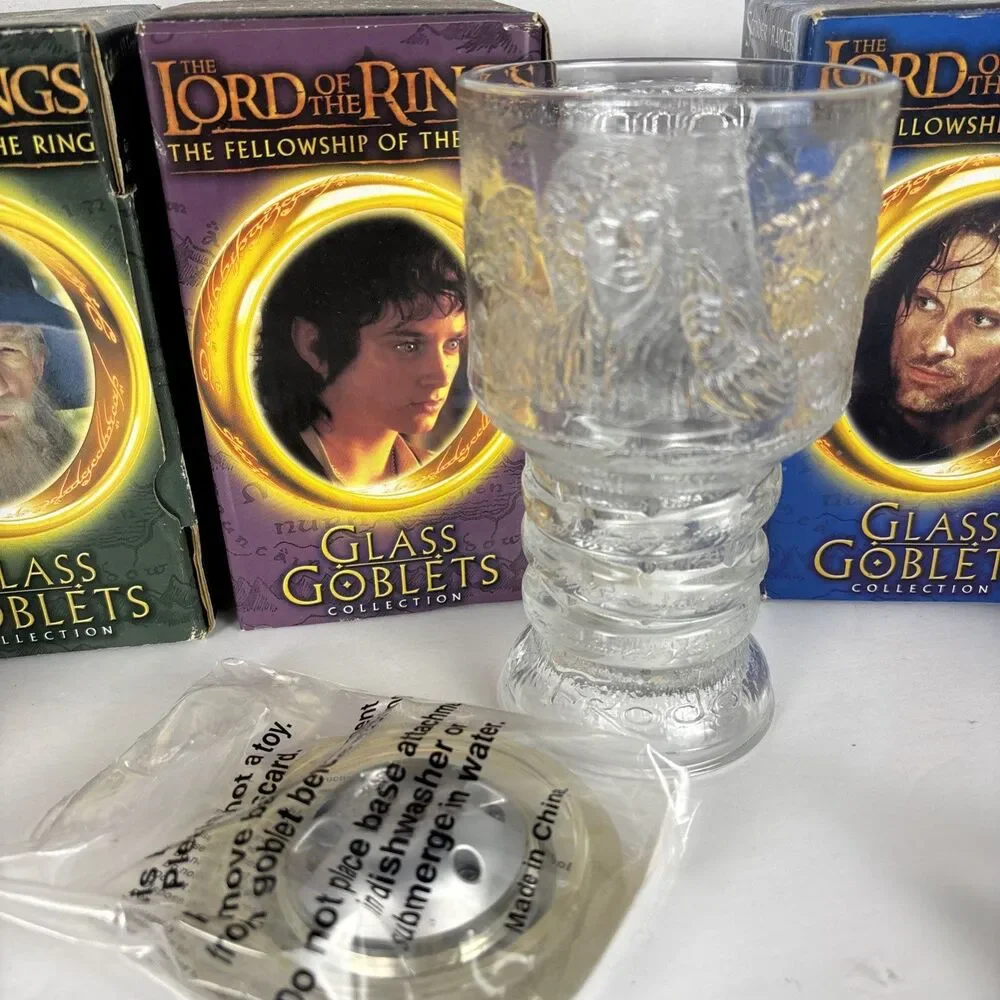 LOTR Lord of the Rings Glass Goblet Set Burger King 2001 Complete Set Of 4